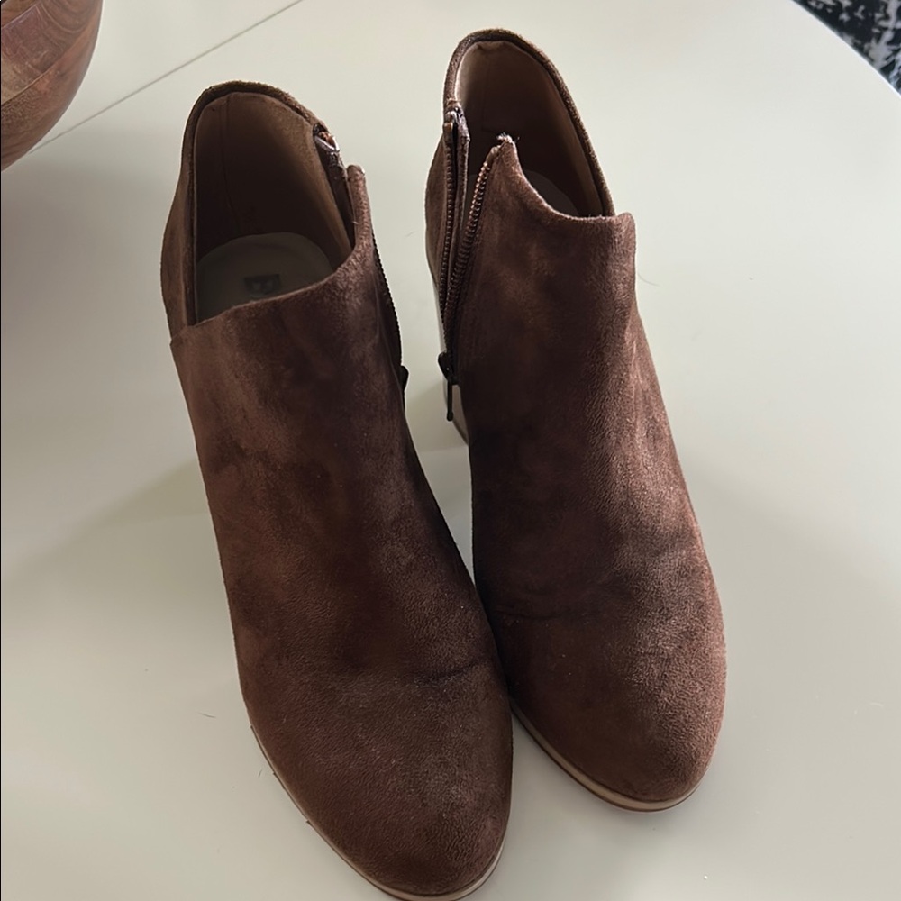 BC Footwear Brown Ankle Booties with Side Zipper